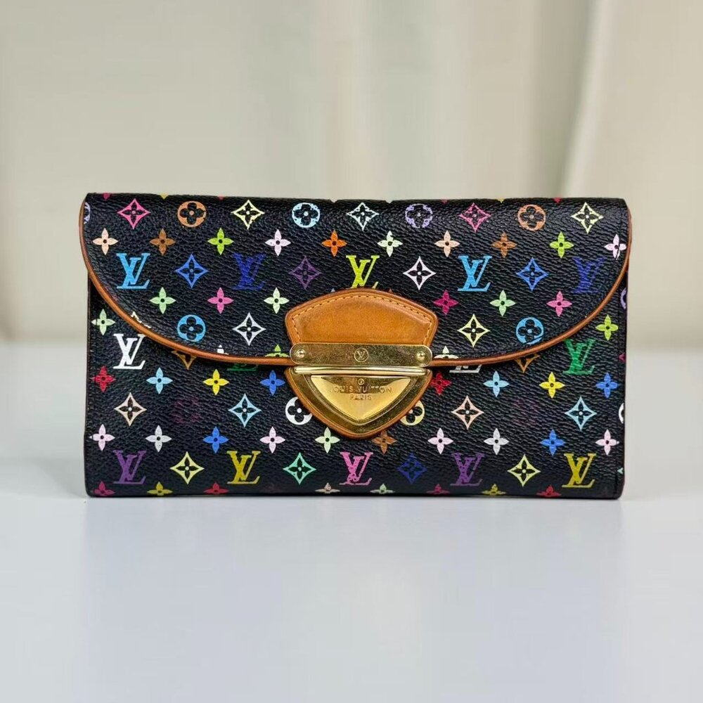 Louis Vuitton Black Multicolor Wallet with Colorful Monogram Design